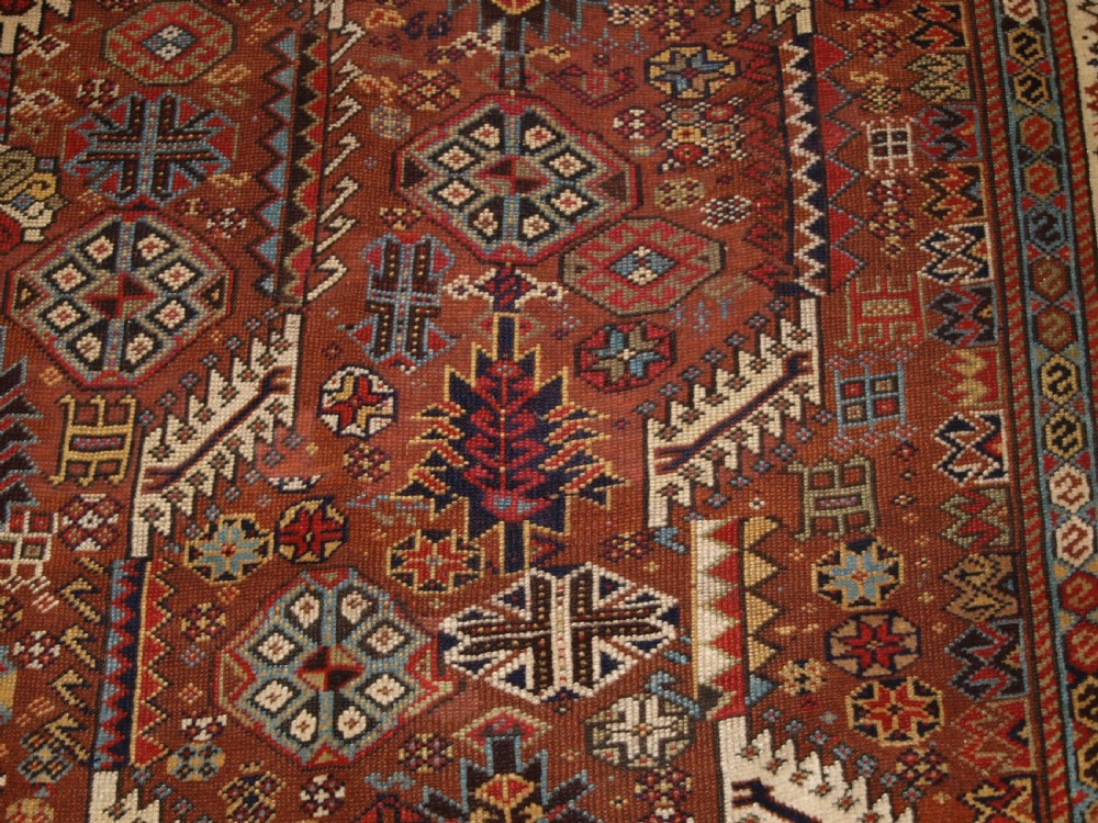 ANTIQUE TRIBAL SHEKARLU QASHQAI RUG OF CLASSIC DESIGN, CIRCA 1880. View XIII