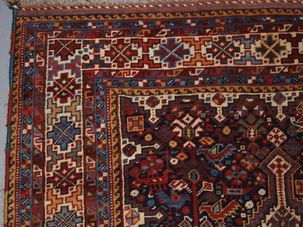 ANTIQUE KHAMSEH BIRD RUG, SUPERB EXAMPLE, CIRCA 1900. View III