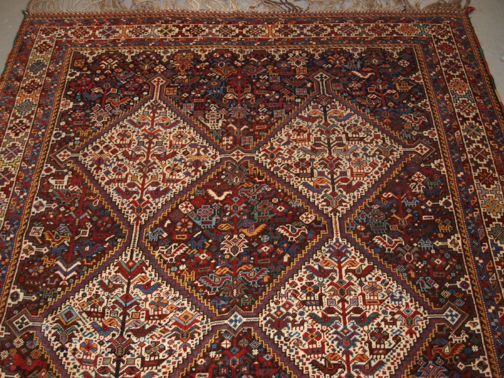 ANTIQUE KHAMSEH BIRD RUG, SUPERB EXAMPLE, CIRCA 1900. View V