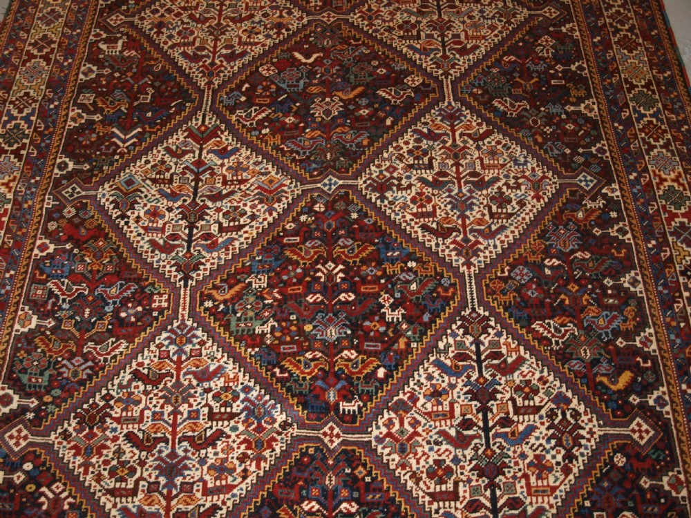 ANTIQUE KHAMSEH BIRD RUG, SUPERB EXAMPLE, CIRCA 1900. View VI