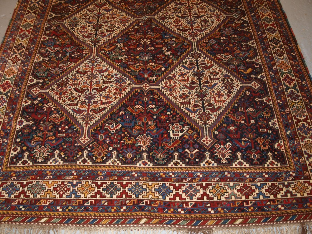 ANTIQUE KHAMSEH BIRD RUG, SUPERB EXAMPLE, CIRCA 1900. View VII