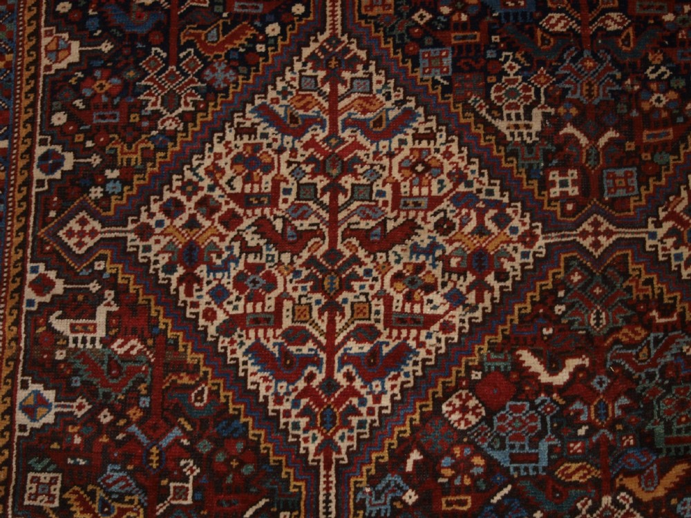 ANTIQUE KHAMSEH BIRD RUG, SUPERB EXAMPLE, CIRCA 1900. View VIII