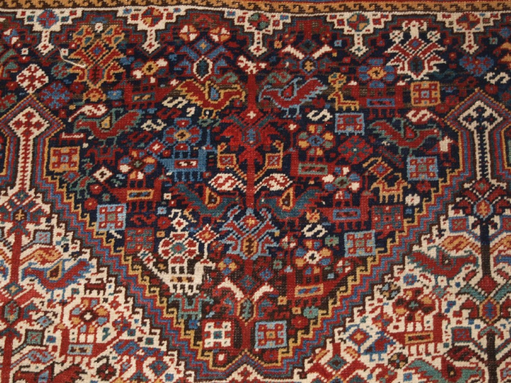 ANTIQUE KHAMSEH BIRD RUG, SUPERB EXAMPLE, CIRCA 1900. View IX