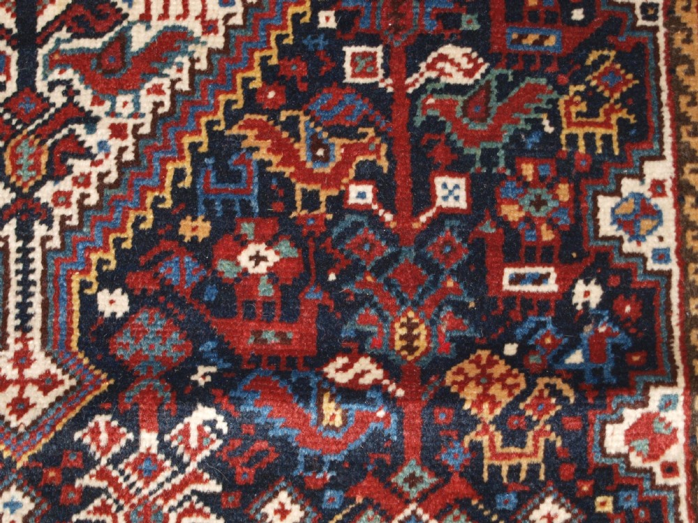 ANTIQUE KHAMSEH BIRD RUG, SUPERB EXAMPLE, CIRCA 1900. View XII