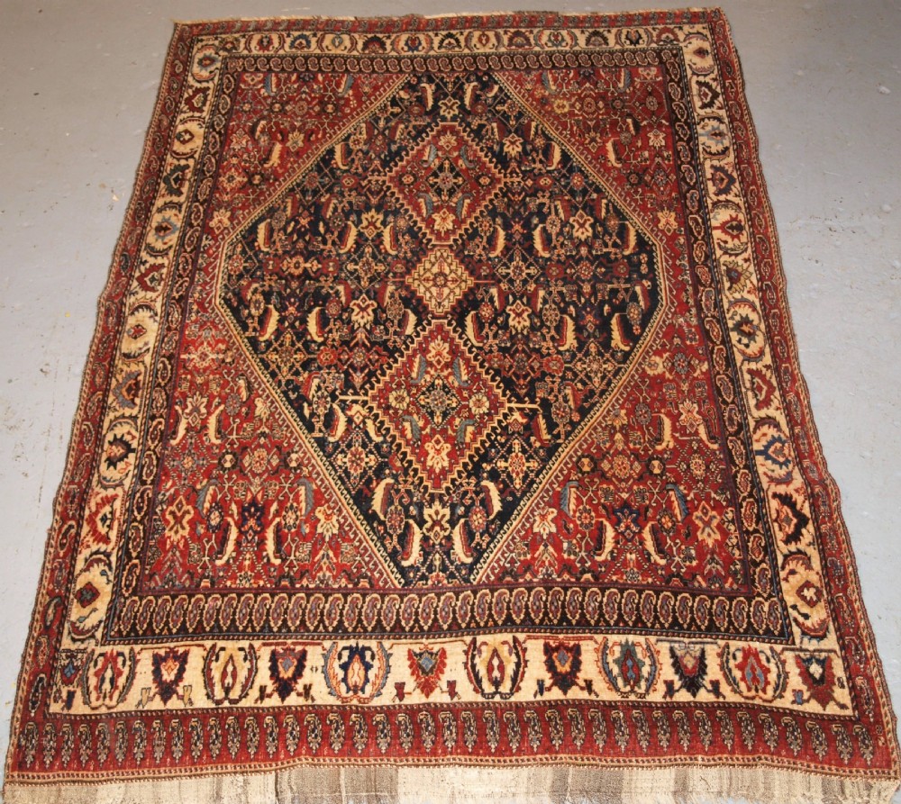ANTIQUE QASHQAI KASHKULI RUG, HERATI DESIGN, LATE 19TH CENTURY.