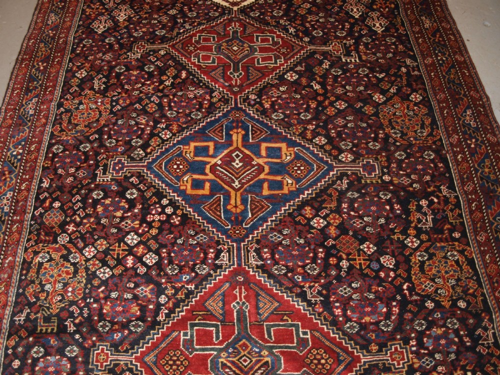 ANTIQUE QASHQAI RUG, TRIBAL DESIGN WITH GREAT COLOUR, LATE 19TH CENTURY. View V