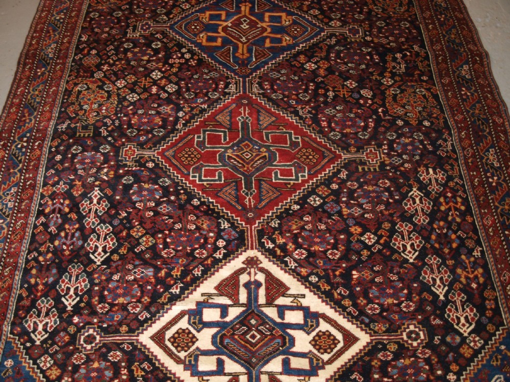 ANTIQUE QASHQAI RUG, TRIBAL DESIGN WITH GREAT COLOUR, LATE 19TH CENTURY. View VI