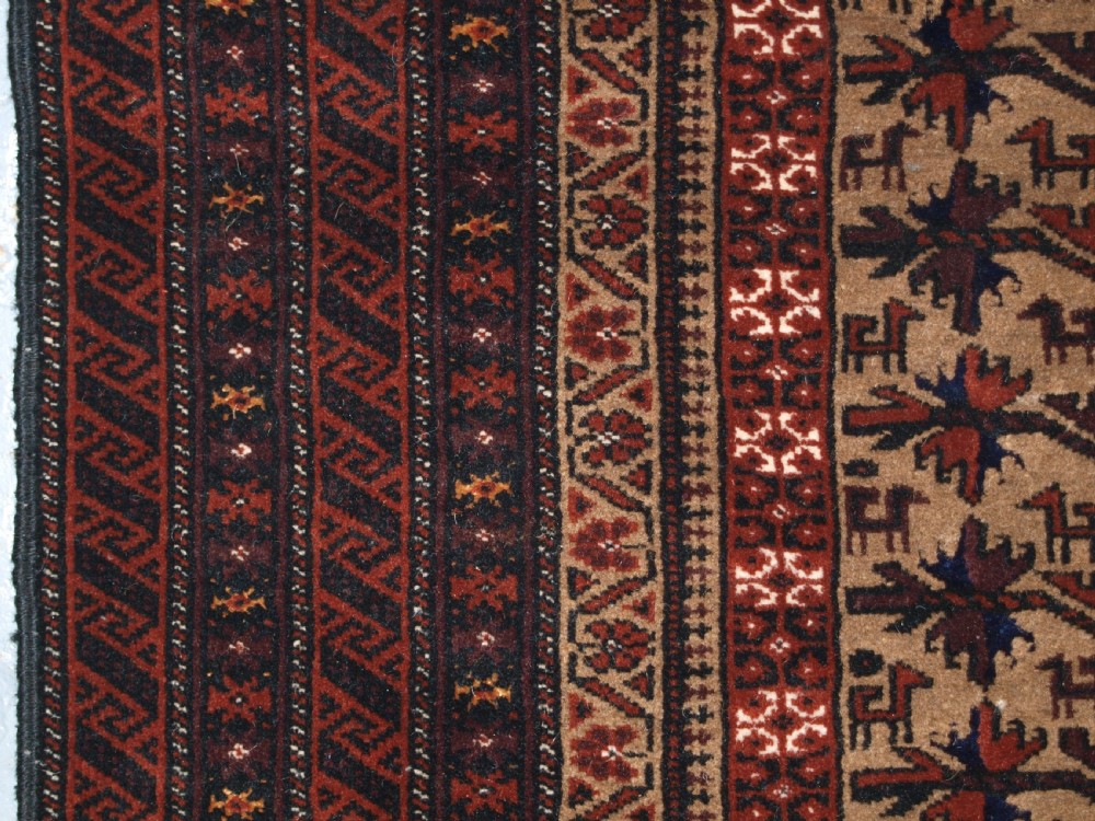 OLD BALUCH PRAYER RUG, TREE OF LIFE, CAMEL GROUND, GREAT CONDITION, CIRCA 1920/30. View III