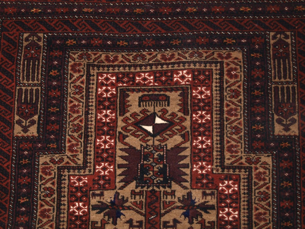 OLD BALUCH PRAYER RUG, TREE OF LIFE, CAMEL GROUND, GREAT CONDITION, CIRCA 1920/30. View VII