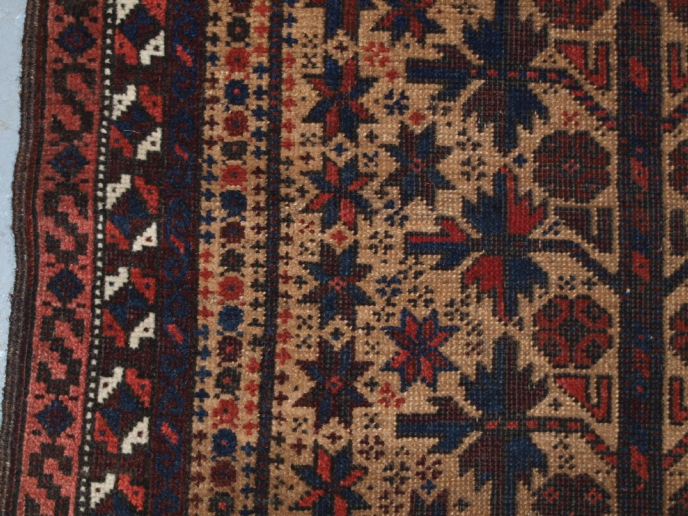 ANTIQUE AFGHAN BALUCH PRAYER RUG WITH TREE OF LIFE AND STARS, LATE 19TH CENTURY. View III