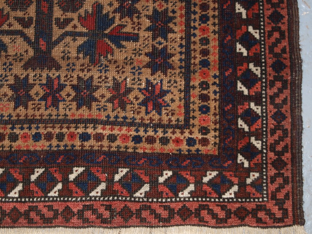 ANTIQUE AFGHAN BALUCH PRAYER RUG WITH TREE OF LIFE AND STARS, LATE 19TH CENTURY. View VIII
