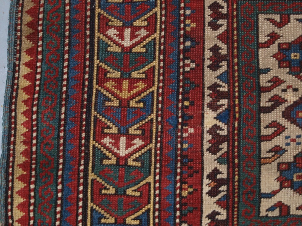 ANTIQUE CAUCASIAN KAZAK PRAYER RUG, PROBABLY FACHRALO, LATE 19TH CENTURY. View III