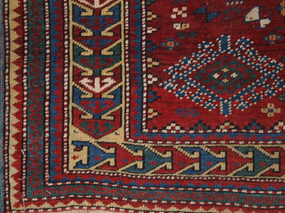 ANTIQUE CAUCASIAN KAZAK PRAYER RUG, PROBABLY FACHRALO, LATE 19TH CENTURY. View XII