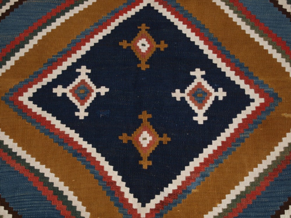 ANTIQUE QASHQAI KILIM, BOLD GRAPHIC DESIGN, GREAT COLOUR, LATE 19TH CENTURY. View VII