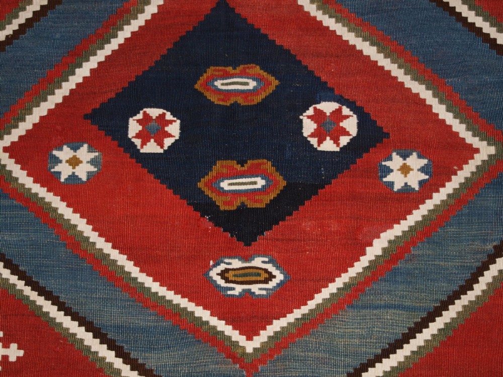 ANTIQUE QASHQAI KILIM, BOLD GRAPHIC DESIGN, GREAT COLOUR, LATE 19TH CENTURY. View XI