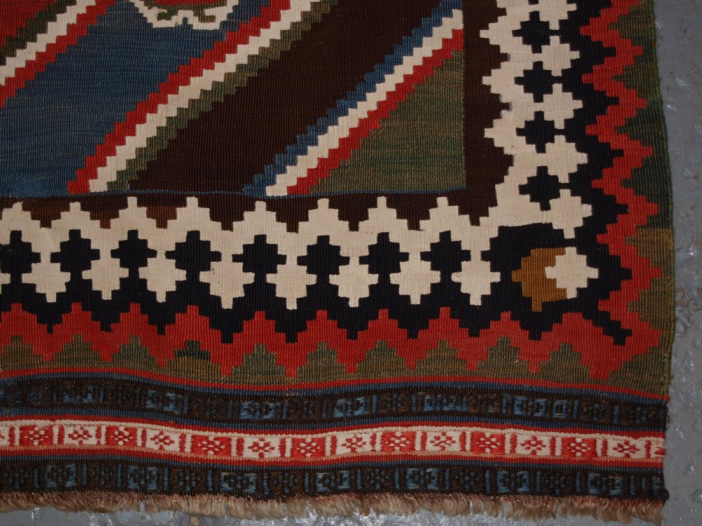 ANTIQUE QASHQAI KILIM, BOLD GRAPHIC DESIGN, GREAT COLOUR, LATE 19TH CENTURY. View XII