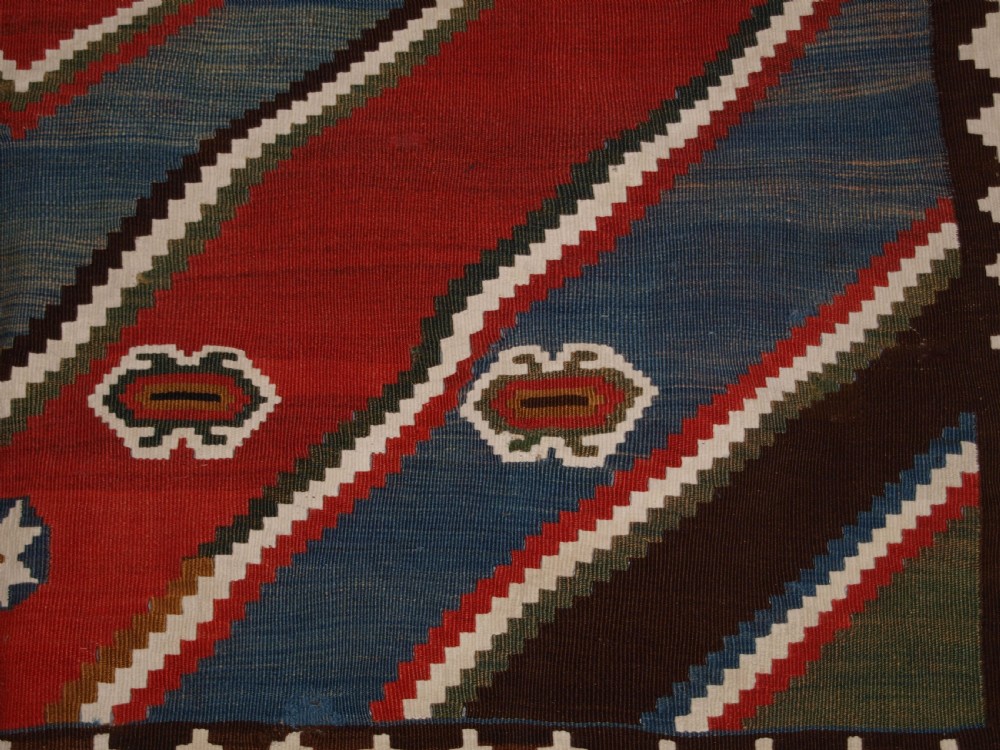 ANTIQUE QASHQAI KILIM, BOLD GRAPHIC DESIGN, GREAT COLOUR, LATE 19TH CENTURY. View XIII