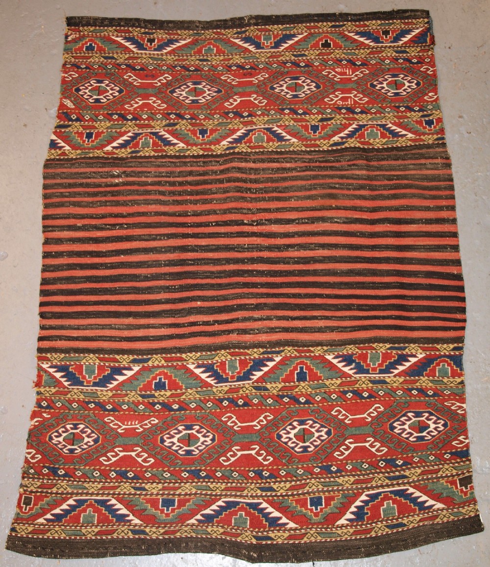 ANTIQUE CAUCASIAN SOUMAK MAFRASH SIDE PANELS AND BASE, LATE 19TH CENTURY.