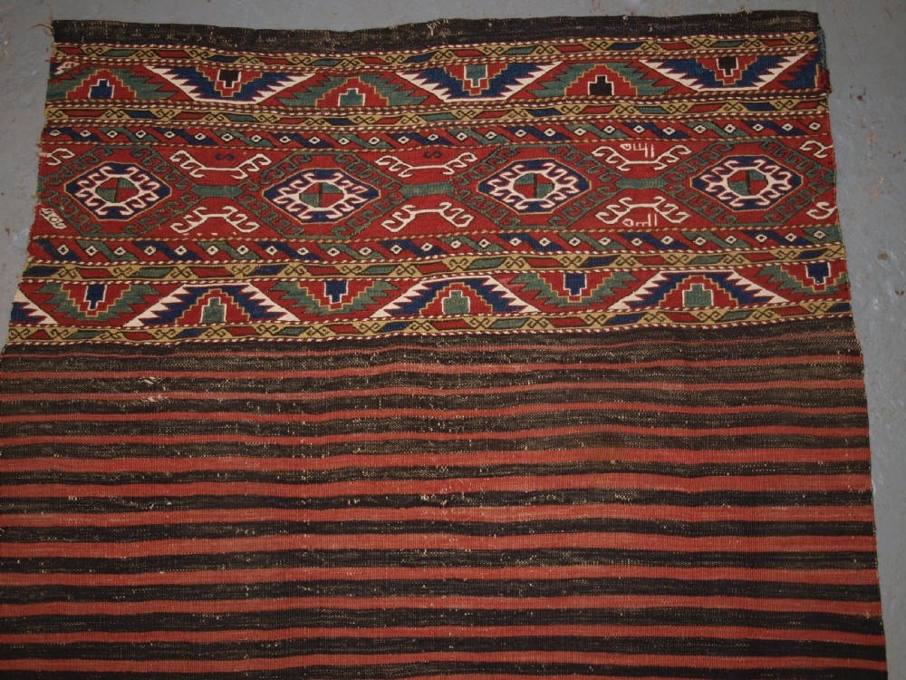 ANTIQUE CAUCASIAN SOUMAK MAFRASH SIDE PANELS AND BASE, LATE 19TH CENTURY. View II