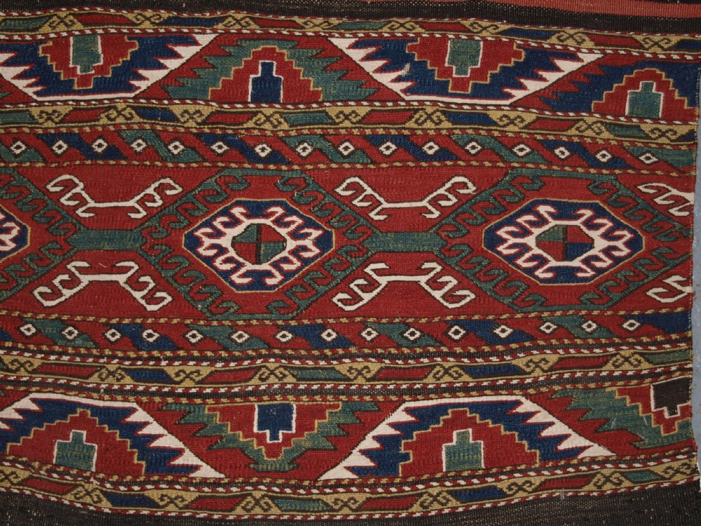 ANTIQUE CAUCASIAN SOUMAK MAFRASH SIDE PANELS AND BASE, LATE 19TH CENTURY. View X