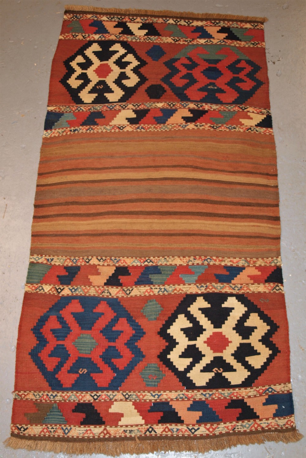 ANTIQUE CAUCASIAN KILIM MAFRASH SIDE PANELS AND BASE, LATE 19TH CENTURY.