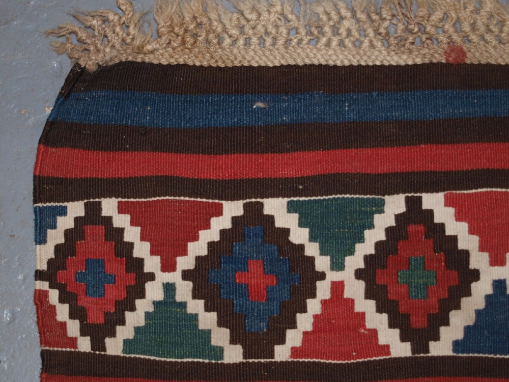 ANTIQUE CAUCASIAN SHIRVAN KILIM RUNNER, BANDED DESIGN, LATE 19TH CENTURY. View II