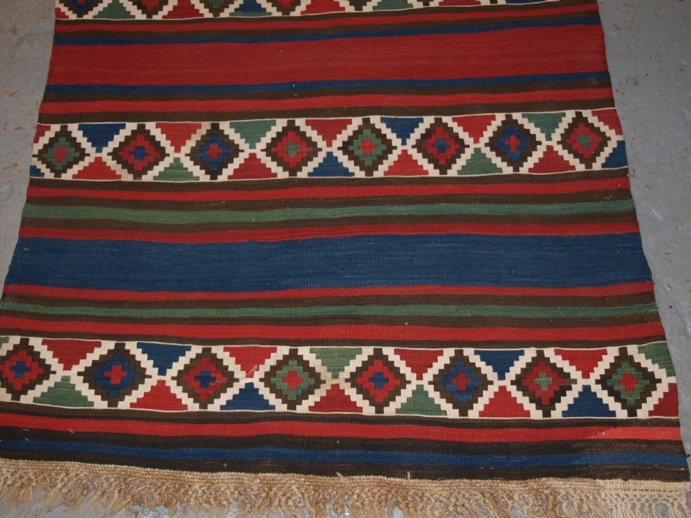 ANTIQUE CAUCASIAN SHIRVAN KILIM RUNNER, BANDED DESIGN, LATE 19TH CENTURY. View VII