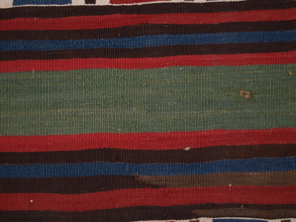 ANTIQUE CAUCASIAN SHIRVAN KILIM RUNNER, BANDED DESIGN, LATE 19TH CENTURY. View IX