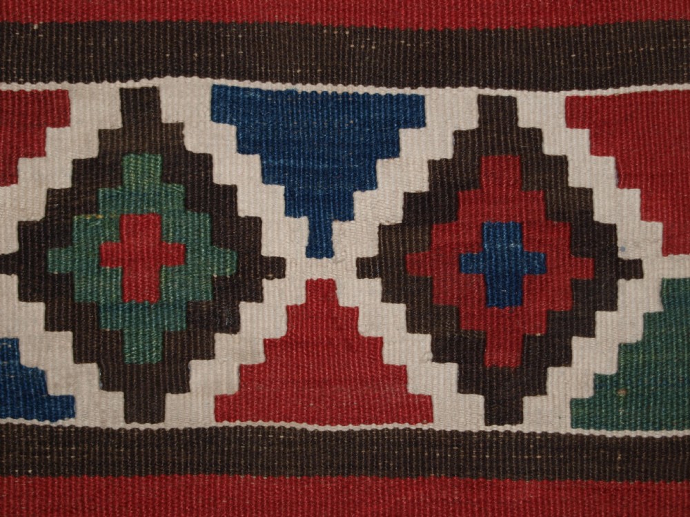 ANTIQUE CAUCASIAN SHIRVAN KILIM RUNNER, BANDED DESIGN, LATE 19TH CENTURY. View X