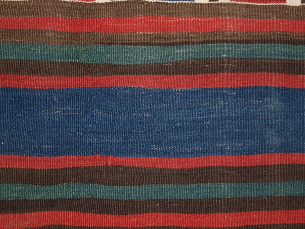 ANTIQUE CAUCASIAN SHIRVAN KILIM RUNNER, BANDED DESIGN, LATE 19TH CENTURY. View XI