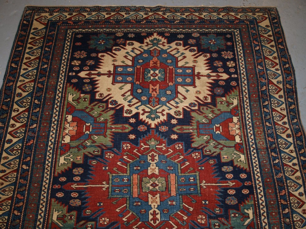 ANTIQUE CAUCASIAN KUBA REGION ZEJWA VILLAGE RUG, SUPERB DESIGN, 4TH QUARTER 19TH CENTURY. View IV