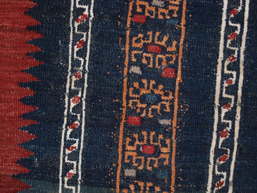 ANTIQUE AFSHAR SOFREH EATING CLOTH, MIXED WEAVE TECHNIQUES, CIRCA 1900/20. View VIII