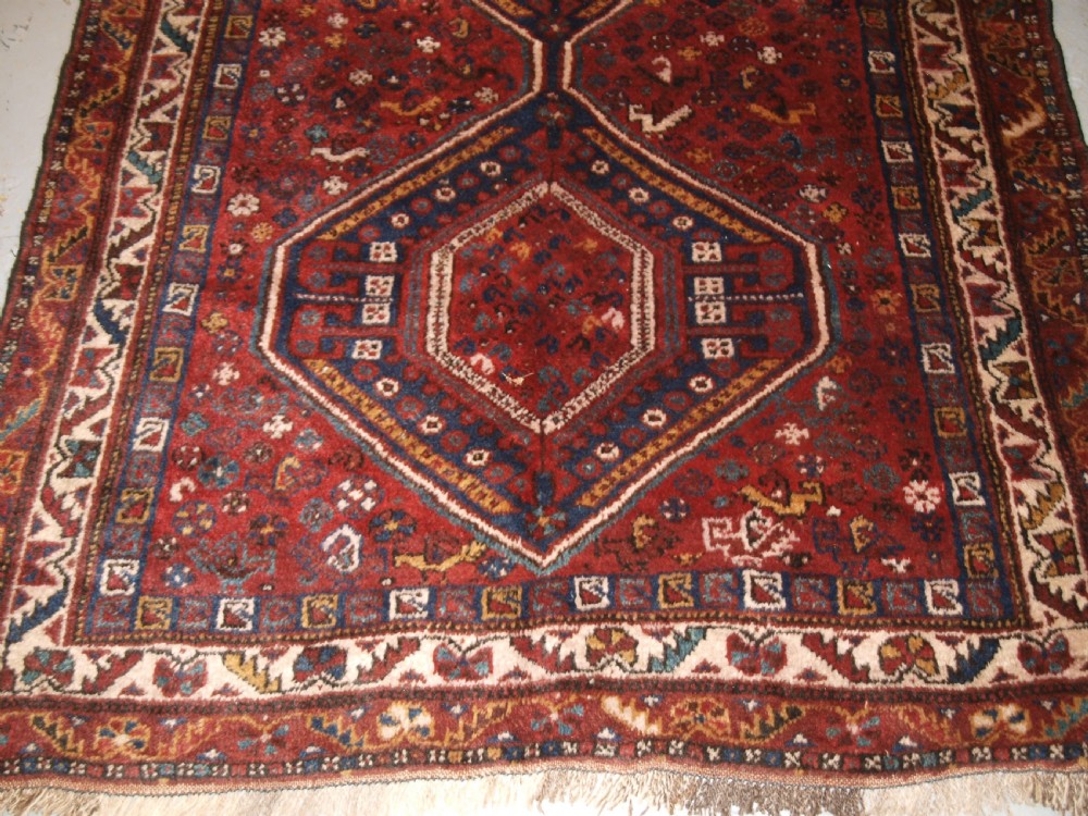 OLD SOUTH WEST PERSIAN TRIBAL DESIGN SHIRAZ RUG, THICK HEAVY PILE, CIRCA 1920. View VI