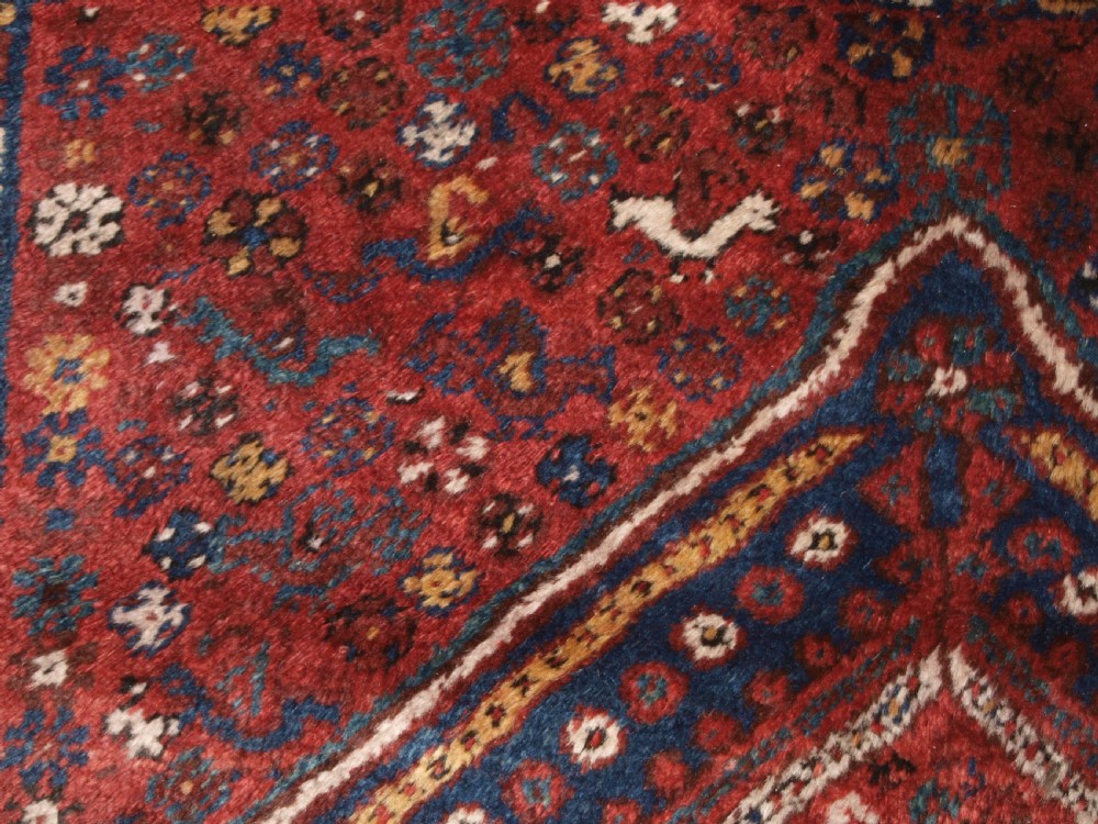 OLD SOUTH WEST PERSIAN TRIBAL DESIGN SHIRAZ RUG, THICK HEAVY PILE, CIRCA 1920. View IX