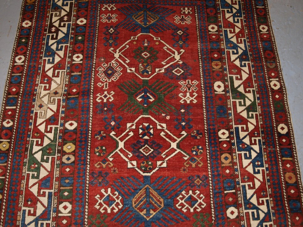 ANTIQUE CAUCASIAN BIDJOV SHIRVAN RUG, GOOD DESIGN AND COLOUR, NICE SMALL SIZE, LATE 19TH CENTURY. View V