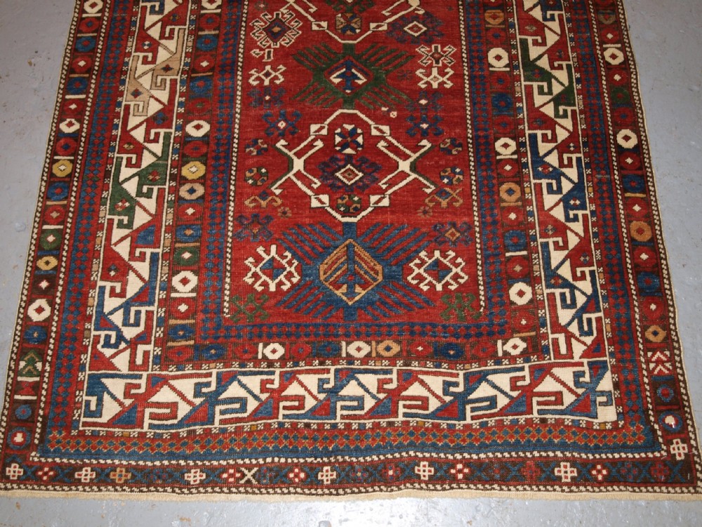 ANTIQUE CAUCASIAN BIDJOV SHIRVAN RUG, GOOD DESIGN AND COLOUR, NICE SMALL SIZE, LATE 19TH CENTURY. View VI