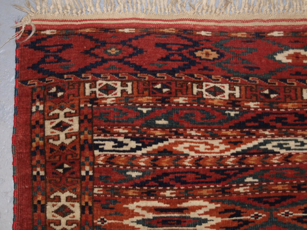 ANTIQUE YOMUT TURKMEN RUG, SCARCE BANDED DESIGN, EXCELLENT COLOUR, LATE 19TH CENTURY. View II