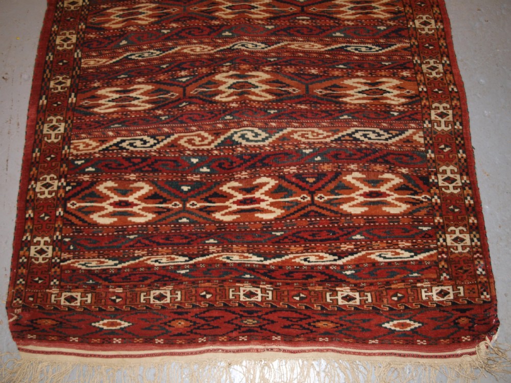 ANTIQUE YOMUT TURKMEN RUG, SCARCE BANDED DESIGN, EXCELLENT COLOUR, LATE 19TH CENTURY. View VI