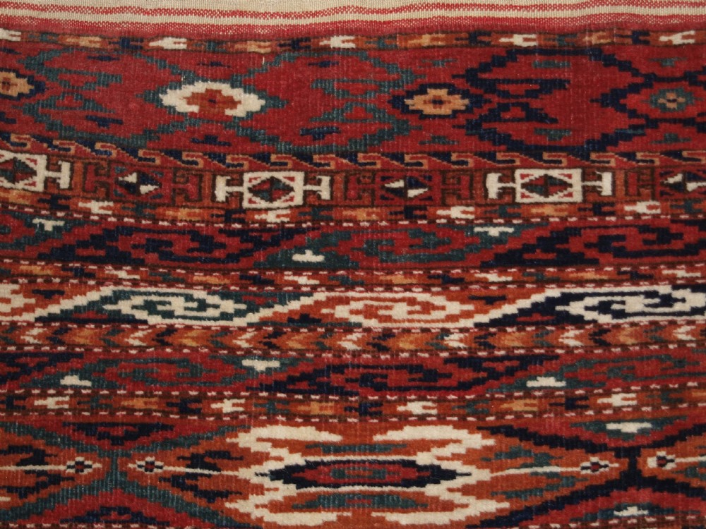 ANTIQUE YOMUT TURKMEN RUG, SCARCE BANDED DESIGN, EXCELLENT COLOUR, LATE 19TH CENTURY. View VII