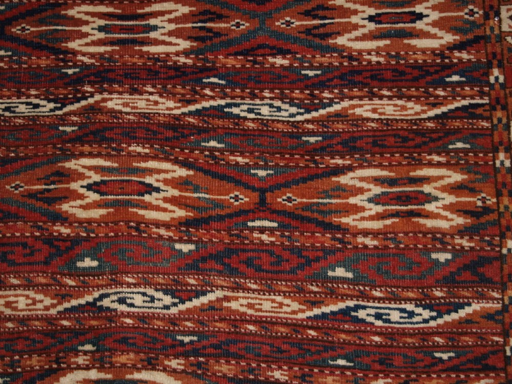 ANTIQUE YOMUT TURKMEN RUG, SCARCE BANDED DESIGN, EXCELLENT COLOUR, LATE 19TH CENTURY. View IX