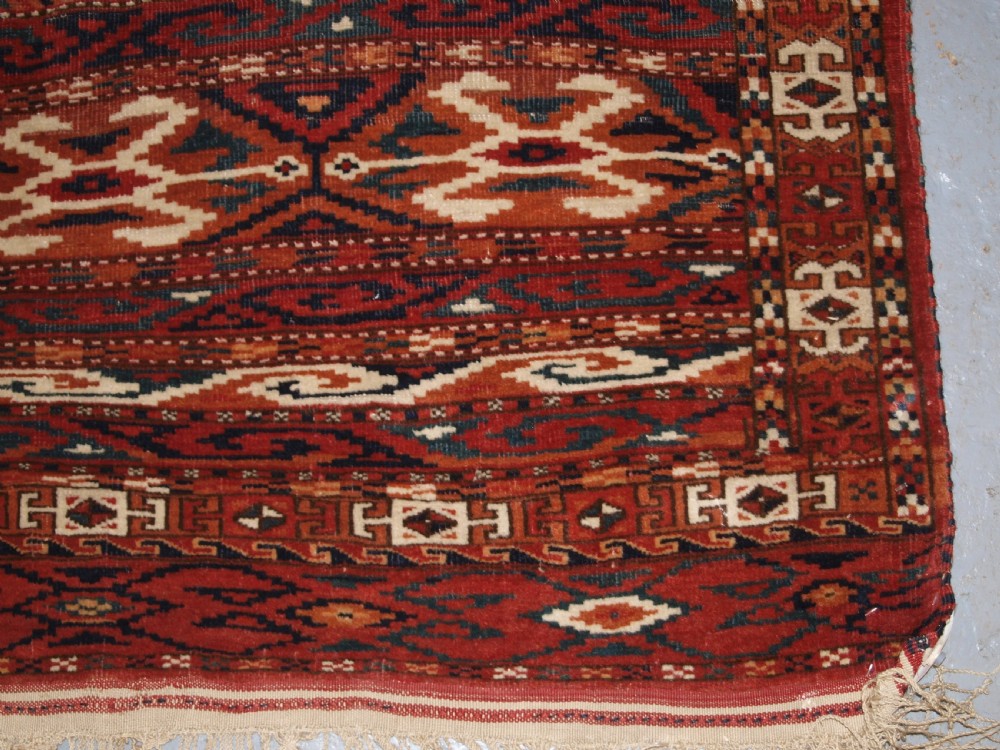 ANTIQUE YOMUT TURKMEN RUG, SCARCE BANDED DESIGN, EXCELLENT COLOUR, LATE 19TH CENTURY. View XI