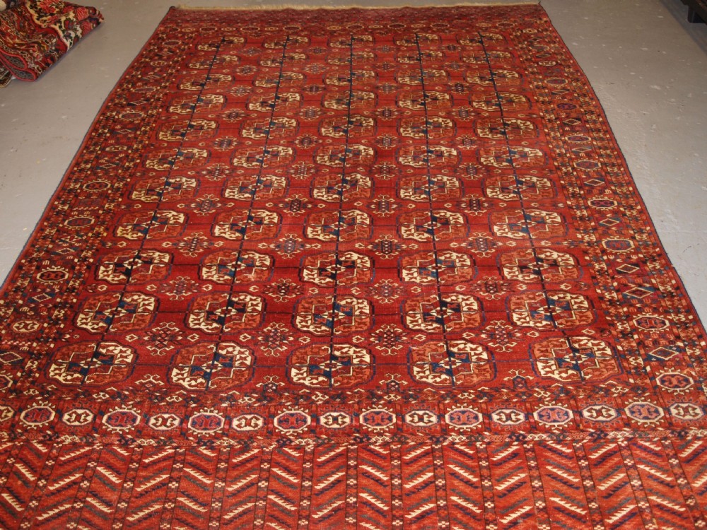 ANTIQUE TEKKE TURKMEN MAIN CARPET, EXCELLENT LONG ELEM ENDS, CIRCA 1880. View II