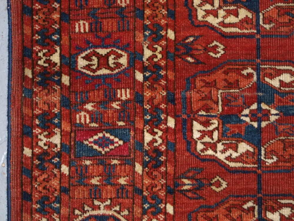 ANTIQUE TEKKE TURKMEN MAIN CARPET, EXCELLENT LONG ELEM ENDS, CIRCA 1880. View IV