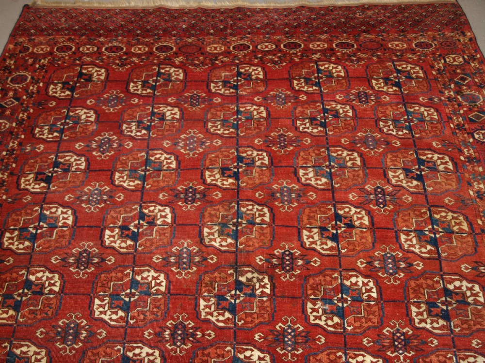 ANTIQUE TEKKE TURKMEN MAIN CARPET, EXCELLENT LONG ELEM ENDS, CIRCA 1880. View V