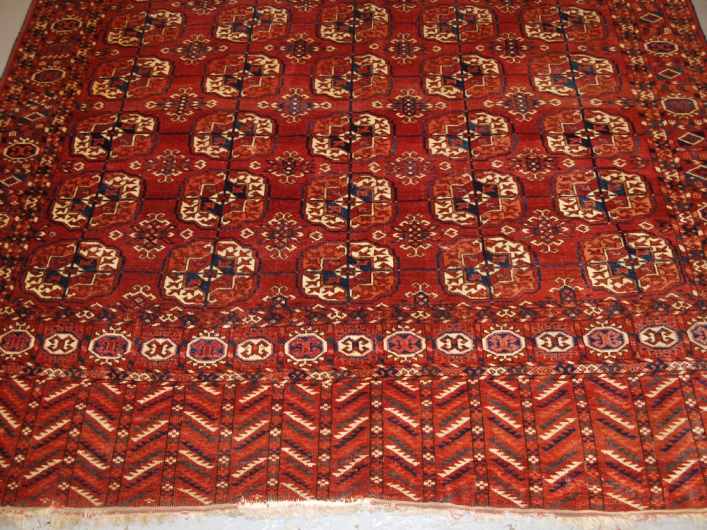 ANTIQUE TEKKE TURKMEN MAIN CARPET, EXCELLENT LONG ELEM ENDS, CIRCA 1880. View VII