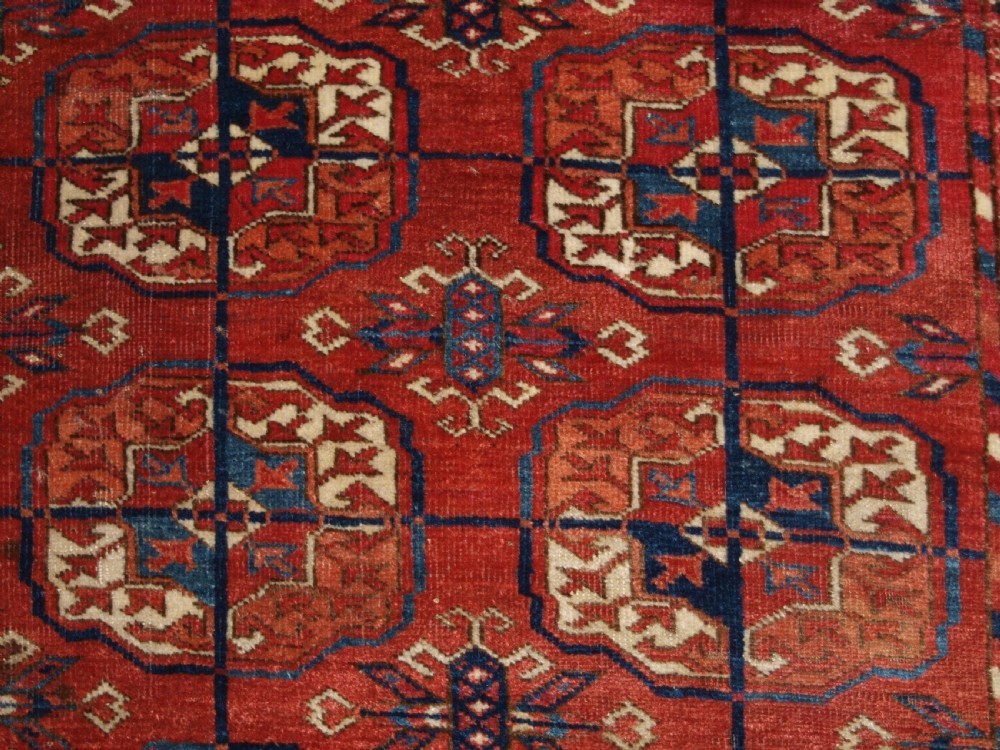 ANTIQUE TEKKE TURKMEN MAIN CARPET, EXCELLENT LONG ELEM ENDS, CIRCA 1880. View VIII