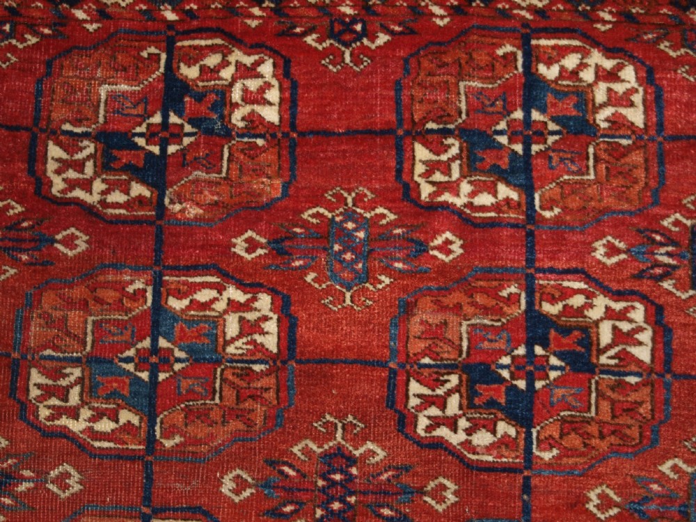 ANTIQUE TEKKE TURKMEN MAIN CARPET, EXCELLENT LONG ELEM ENDS, CIRCA 1880. View IX