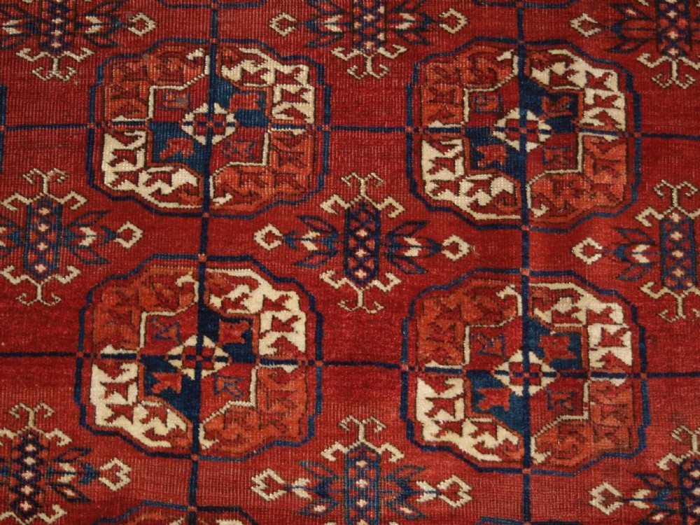 ANTIQUE TEKKE TURKMEN MAIN CARPET, EXCELLENT LONG ELEM ENDS, CIRCA 1880. View XI