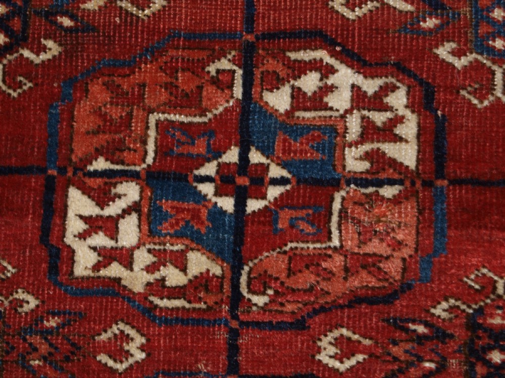 ANTIQUE TEKKE TURKMEN MAIN CARPET, EXCELLENT LONG ELEM ENDS, CIRCA 1880. View XII