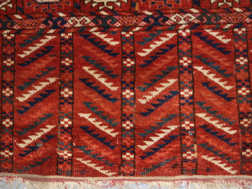 ANTIQUE TEKKE TURKMEN MAIN CARPET, EXCELLENT LONG ELEM ENDS, CIRCA 1880. View XV